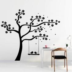 Imagem de Adesivo De Parede Árvore,balanço E Pássaros Tamanho 120cm x 100cm 