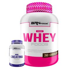 Imagem de Kit - Whey Protein Pink Whey Protein 2kg + PREMIUM Creatina 300g - BRN Foods-Unissex