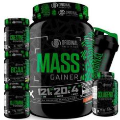 Imagem de Kit Massa Hipercalórico Mass Gainer + Bcaa + Creatina + Glutamina + Co