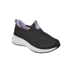 Imagem de Tênis Infantil Feminino Ortopé Flex Run Comfy Calce Fácil Preto e Lilas