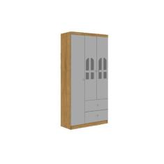 Imagem de Roupeiro Infantil Guarda Roupa 3 Portas 2 Gavetas E Nichos Alvin - Loj