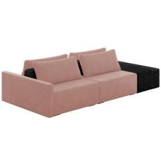 Imagem de Sofá Ilha Modular Para Sala 232cm Com Puff Dublin K01 Veludo Rosê E Si