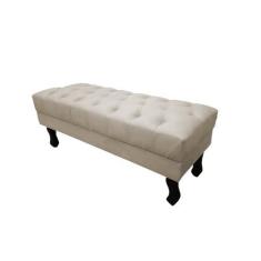 Imagem de Recamier Baú Luis Xv Capitonê Retrô 120 cm Suede Bege Ms Decor - Mansã