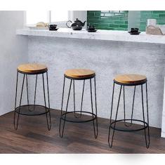 Imagem de KIT 3 BANQUETAS BANCO GUATEMALA ESTILO INDUSTRIAL PRETO