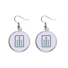 Imagem de Mahjong Barra de bambu com 7 azulejos padrão orelha pendente prata brinco joia feminina