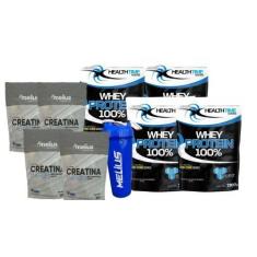 Imagem de 4X Whey 100% 2.1 Kg (8.4Kg)+ 4 Creatina 300G (1,2Kg)+ Coqueteleira 700