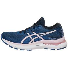 Imagem de ASICS Women's Gel-Nimbus 24 Running Shoes, 6, French Blue/Barely Rose