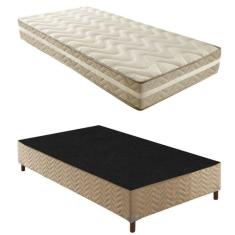 Imagem de Box Solteiro Florença 42x88x188cm com Colchão Solteiro Quality Plus Duoface 20x88x188cm Rustico Bege