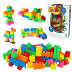Imagem de Blocos De Montar Infantil 84 Peças Super Blocos Brinquedo Educativo Pa