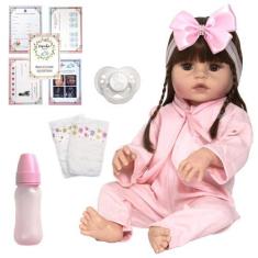 Imagem de Boneca Reborn Bebê Abigail 100% Silicone 13 Acessórios Luxo - Cegonha