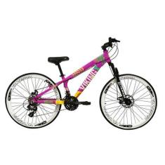 Imagem de Bicicleta Aro 26 Vikingx Tuff Roxo/Amarelo 21V Alumínio Freeride Freio