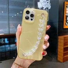 Imagem de Pulseira de pulso cristalina de luxo com corrente para iPhone 11 13 14 Pro XR Xs Max 12mini SE2 6 7 8 Plus Capa de silicone macio, ouro, para iPhone XR