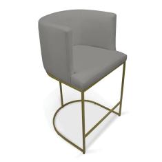 Imagem de Banqueta Paola Linho Grafite A26 Base Metálica Dourada - D`rossi