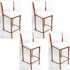 Imagem de Kit 4 Banquetas EMPILHÁVEL Cobre alta assento e encosto Branco - Poltronas do Sul