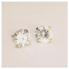 Imagem de Brinco Ponto De Luz Zirconia De 6mm Look Delicado Ouro 18k