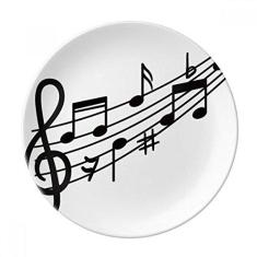 Imagem de Prato de notas musicais em formato redondo decorativo de porcelana Salver louças de jantar