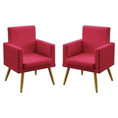 Imagem de Kit 2 Poltronas Decorativas Nina Com Rodapé Suede  Aradecor