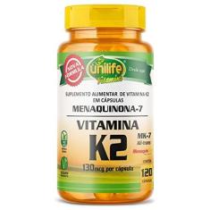Imagem de Vitamina K2 Mk7 130mcg Unilife Menaquinona 120 Cápsulas