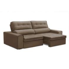 Imagem de Sofá 3 Lugares Retrátil e Reclinável Ravena Veludo Castor - Ferguile