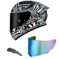 Imagem de Capacete KYT TT Course Espargaro Winter Test 20 Preto e Branco Fosco Mais Viseira Fumê e Spoiler Camaleão