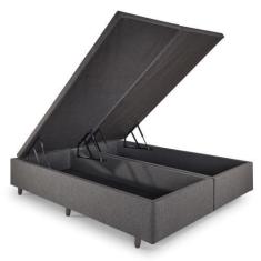 Imagem de Base Box Baú Casal Bipartido 138X188x42cm Linho Cinza - Cama Inhouse