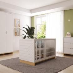 Imagem de Berço Infantil 2 em 1 Mdf/madeira Maciça Cubo Branco - Divicar Móveis