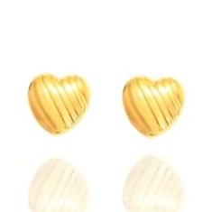 Imagem de Brinco Coração Fechado Trabalhado Em Ouro 18k Grande 10mm
