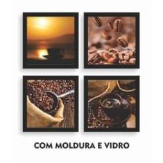 Imagem de Kit 4 Quadros Decorativos Cozinha Cantinho Café