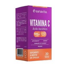 Imagem de Vitamina C 500mg Sanavita 30 Cápsulas Vegetais