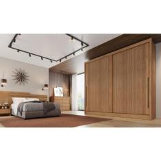 Imagem de Guarda Roupa Casal 2 Portas de Correr Geom - Móveis Novo Horizonte - Cumaru Ripado