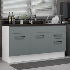 Imagem de Balcão Gabinete De Pia Madesa Agata 150 Cm 2 Portas E 2 Gavetas (sem Tampo E Pia) - Branco/cinza Branco/cinza