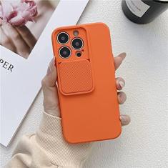 Imagem de Deslize para fechar capa de TPU macia para proteção de câmera para iPhone 14 13 12 11 Pro XS Max X XR 7 8 Plus SE Capa de silicone de cor sólida, laranja, para iphone 12