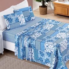Imagem de Jogo de Cama King Bouti 04 Peças Azul Sereno