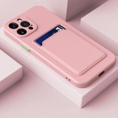 Imagem de Capa de telefone com compartimento para cartão para iPhone 15 14 13 12 11 Pro Max Mini XS XR 7 8 Plus SE 2022 TPU carteira macia à prova de choque, rosa, para iPhone 14 Pro