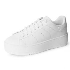 Imagem de J. Adams Hero Platform Tênis feminino casual com cadarço moderno, Couro vegano branco, 37