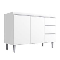 Imagem de Balcão Para Pia Andréia 100 Cm 2 Portas Branco Ajl