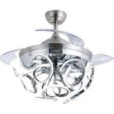 Imagem de Ventilador De Teto Retrátil Luxuoso Led Prata Com Controle