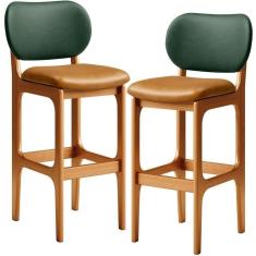 Imagem de Kit 2 Banquetas Alta Betta Imbuia Facto Verde Whisky