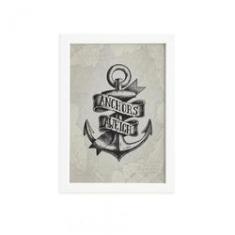 Imagem de Quadro Vintage Náutico Âncora Moldura  33x43cm