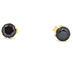 Imagem de Brinco Lonely Six Solitário Cristal Onix Folheado Ouro 18K