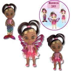Imagem de Boneca 3X1 Fada Seria E Bailarina Troca De Roupa Encantadora - Anjo Br