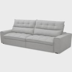 Imagem de Sofá Retrátil Reclinável Para Sala de Estar Living 250cm Dimas F04 Bouclê Cinza - Lyam Decor