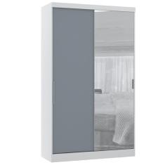 Imagem de Guarda Roupa Modulado 134,50cm 2 Portas De Correr Com Espelho Alpes Branco Pf Com Grey Sky Pf