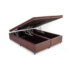 Imagem de Base Box Baú Casal Bipartido Sintético Marrom - 138X188x35 - Dmhope7
