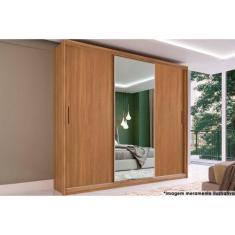 Imagem de Guarda Roupa Casal 3 Portas 2 Gavetas 5 Prateleiras C/ Espelhos Dalila