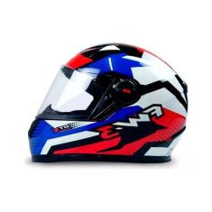 Imagem de Capacete Moto Fechado GTX Super Vermelho com Azul/Branco Viseira Crist