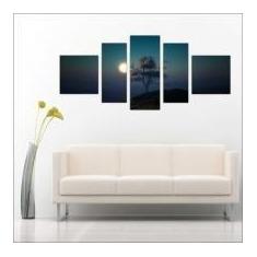 Imagem de Quadro Decorativo Paisagens Árvore Lua Noite Com 5 Peças - Vital
