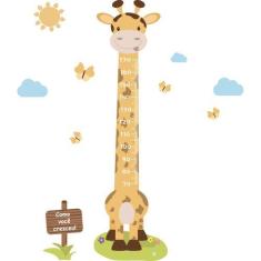 Imagem de Adesivo de Parede Infantil Régua Girafa e Borboletas - Quartinhos