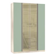 Imagem de Guarda-roupa Solteiro 4 Portas Legno Crema Com Verde Jade