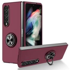 Imagem de Para Samsung Galaxy Z Fold 5 4 Capa à prova de choque com armadura magnética com suporte de suporte capa traseira para Galaxy Z Fold 3 1 2 5G, Claret, para Galaxy Z Fold 3